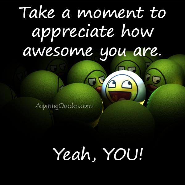 Take a moment to appreciate how awesome you are