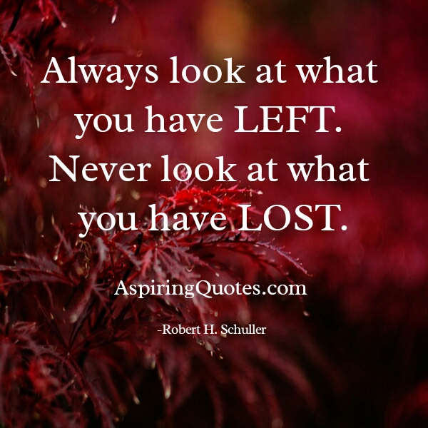 Never look at what you have lost in life